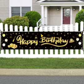 GoldRock Happy Birthday Banner, Happy Birthday Deko Geburtstagsbanner für Kinder Jungen Mädchen Frau Mann,Deko Geburtstag Banner,Geburtstagsdeko Hintergrund,Geburtstagsfeier Dekorationen Banner 210×40