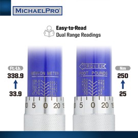 MichaelPro 1/2-Inch Drive Click Torque Wrench, 25 – 250 ft-lb Torque Range | MP001221 (1/2" Drive (25 – 250 ft-lb))