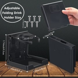 Boat Cup Holder Folding Cup Holder Adjustable Drink Holder with Screws Wall Mount Plastic Cup Holder Car Water Bottle Holder Autos Boats Accessories for Trucks Autos Boats Accessories, Black