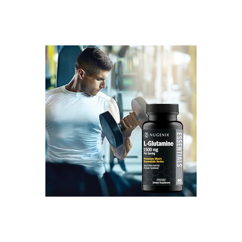 Nugenix L-glutamina Essentials, 1500 mg, aminoácido L-glutamina 100% vegetal, síntesis