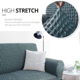 NICEEC Loveseat Slipcover Sage Loveseat Cover 1 Piece Easy Fitted Sofa Couch Cover Universal High Stretch Durable Furniture Protector Love Seat with Skirt Country Style (2 Seater Sage)