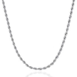 JENCVNL 2/3/4/5/6mm Twist Rope Chain, Stainless Steel Silver Rope Chain Necklace for Men Women Gift for Birthday Anniversary Christmas, 18''/20''/22''/24''/26'' Length (Silver-6mm wide, 20)