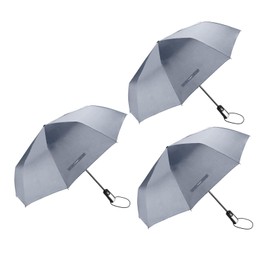 TradMall 3 Pack Travel Umbrella Windproof Portable 46 Inches Large Canopy Auto Open & Close, Gray