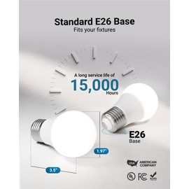 Sunco A15 LED Light Bulbs 10 Pack – 60W Equivalent, 800 Lumens, Dimmable Appliance & Ceiling Fan Bulb, 3000K Soft White, E26 Medium Base A15 Bulb for Refrigerator & Indoor Lighting, UL Listed