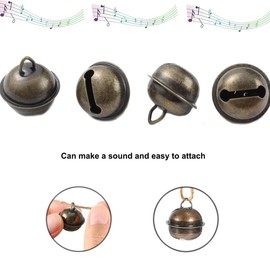 ZAAWUUT 22mm Vintage Craft Bell,50 Pieces Brass Bells with 2 Bundles Jute Twine,Antique Decorative Tone Copper Bells for Pet Dog Cat Craft Decoration (50)