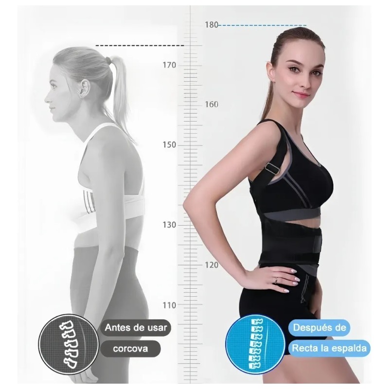 Faja Lumbar Corrector Postura Ajustable Thorcico Magntica -