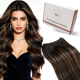 Hetto Weft Hair Extensions Balayage Dark to Ash Brown 22Inch 100g