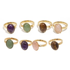 YITANA Wholesale Jewelry for Resale Boutique Bulk Items Crystal Rings for Women (Stainless Steel Band, Gold-50PCS)