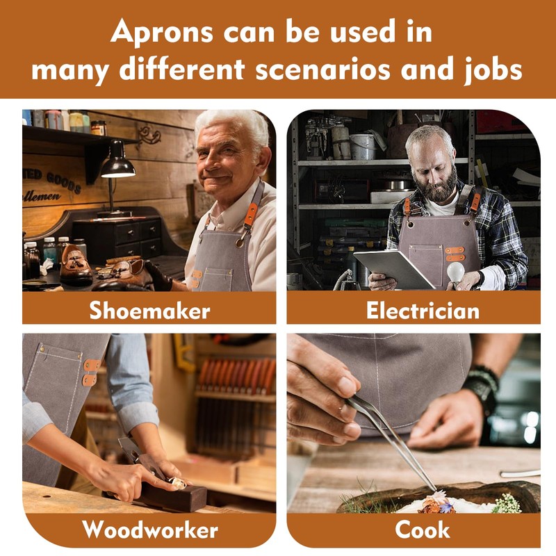 Men's heavy-duty work apron, thick wax canvas woodworking apron, size