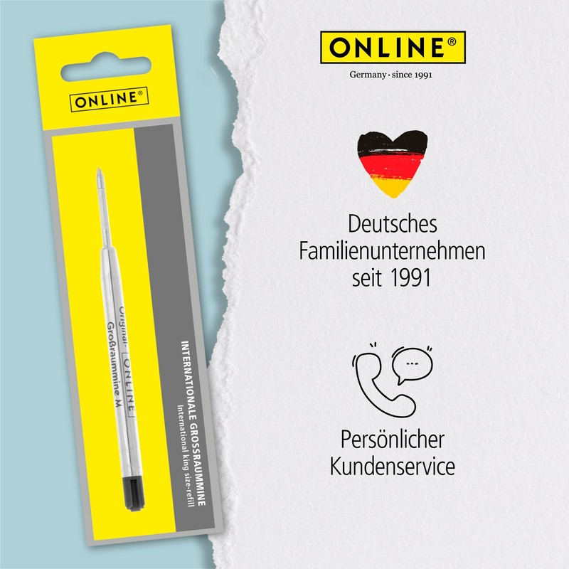 ONLINE Schreibgeräte ballpen refill international king-size black, G2 format line