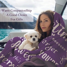 CoCoCherry Birthday Gifts for Women Throw Blanket 60"X50", Idea Womens Birthday Gifts, Best Birthday Gifts for Her, Friends, Mum, Wife(Purple)