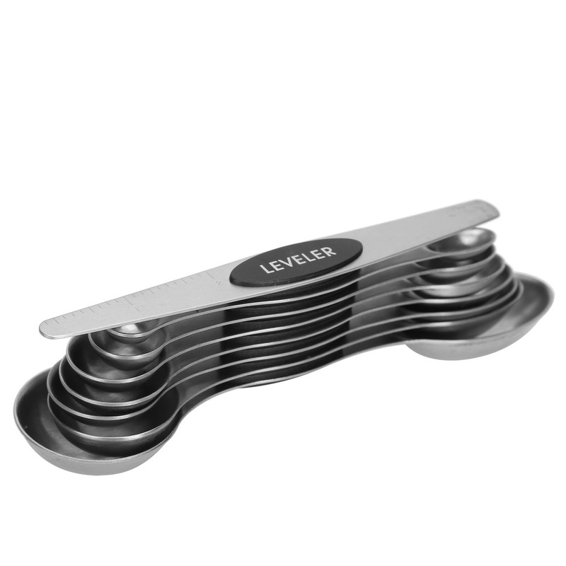 Measuring Spoon Set Double Head Magnetic Scoop with Black Handle