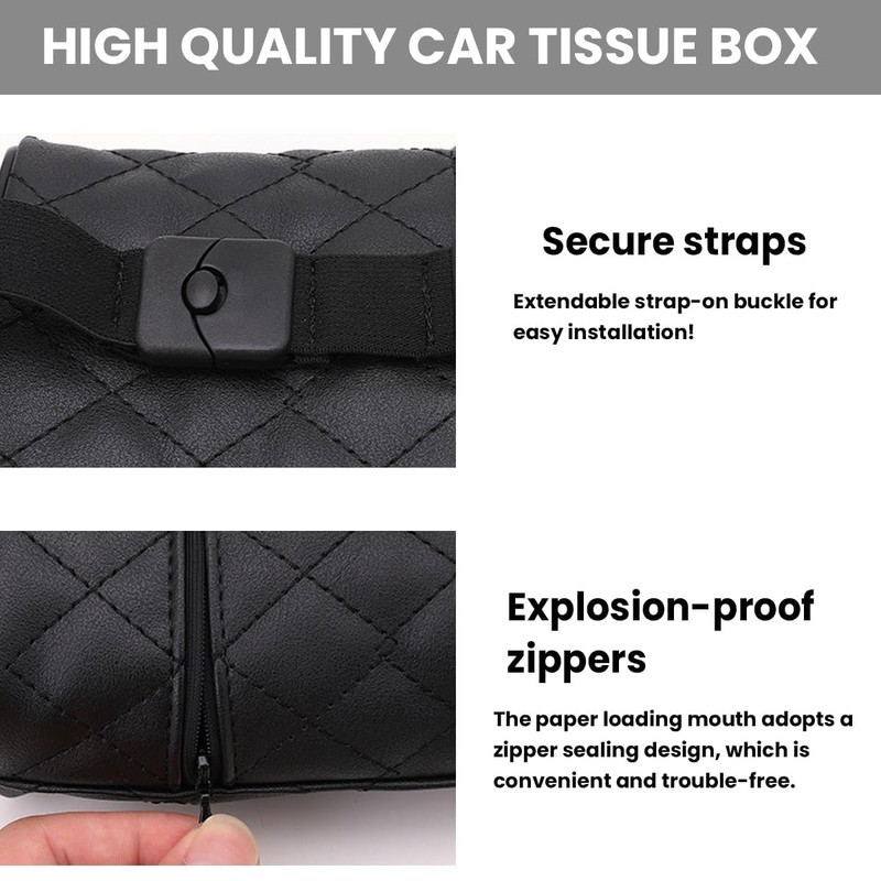 Car Tissue Holder, Sun Visor Hanging Tissue Box, Microfiber Leather