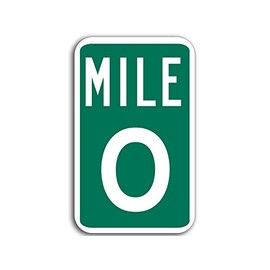 Green Mile Marker 0 Sign Shaped Sticker (Hike Travel rv Hiking Road Zero)