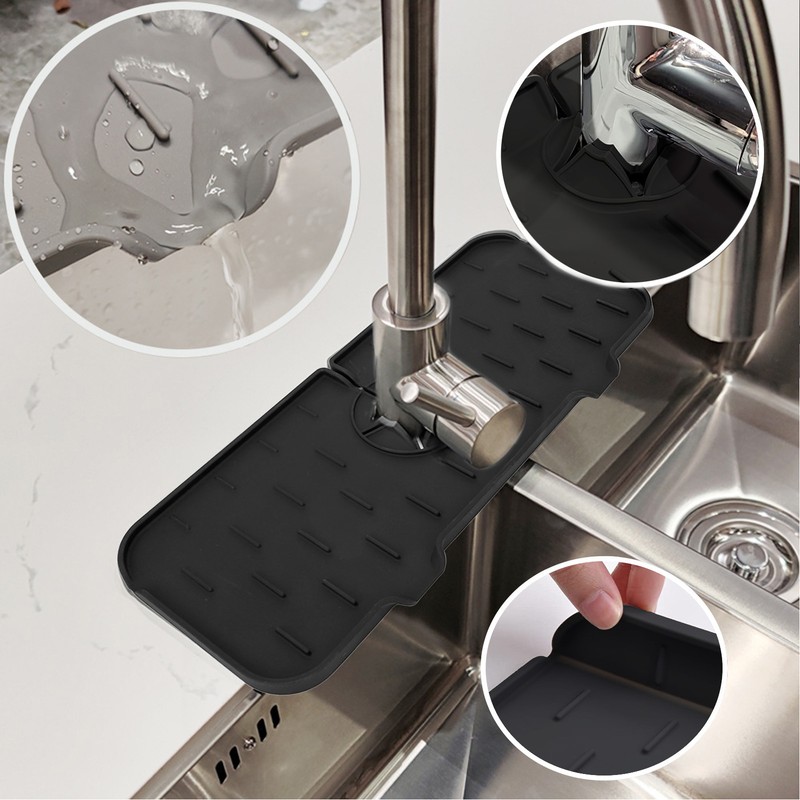 Sink Faucet Mat Silicone Drainage Design Easy Cleaning Faucet Water