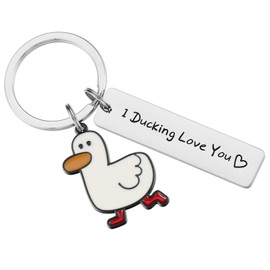 GUYOMM I Ducking Love You Keyring,Cute Duck Gift for Couples,Metal Duck Keyring for Valentine's Day Birthday Christmas Anniversary,I Love You Gift for Boyfriend Girlfriend Him Her