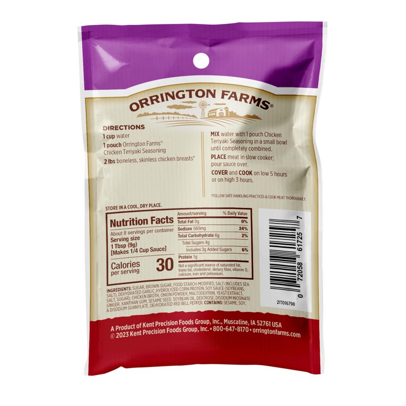 Orrington Farms Chicken Slow Cooker Mix, Teriyaki, 2.5 Ounce (Pack