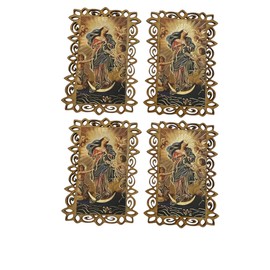Set de 10 Mini Retablos Religiosos con Marco Decorativo, Imagen de la Virgen Desatanudos en MDF