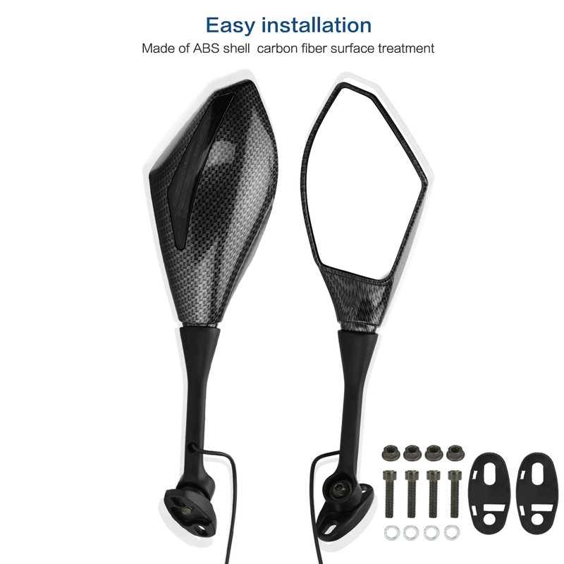 LKV Motorcycle Mirrors with Turn Signal LED Adjustment Replacement for