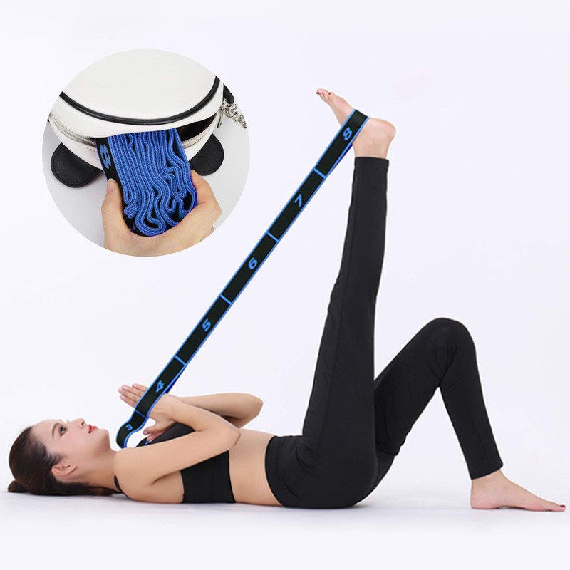 Hippodance Yoga Set, Yoga Stretch Strap with 8 Loops, Easy