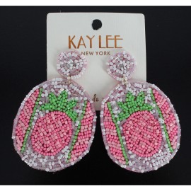 Kay Lee Boho Seed Bead Beaded Statement Earrings #ONE9061PK