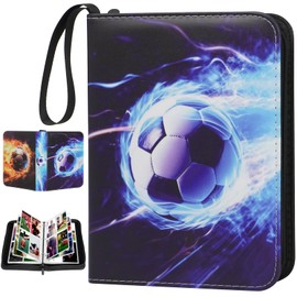 Realjoy Football Card Holder 4 Pocket, 400 Pockets Football Trading Card Binder, Collection Folder with Removable Sleeves for Sports Cards,Game Cards,TCG(Waterproof PU)