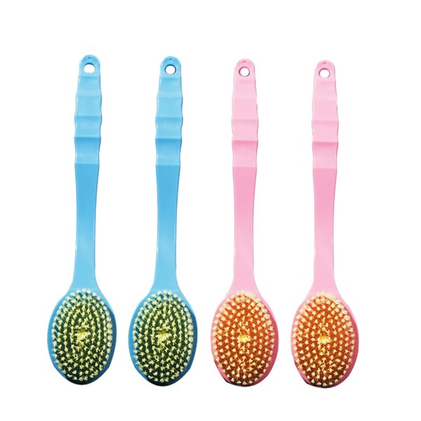PACKOVE 4pcs Long Handle Scrubber Double Sided Exfoliating Bath Accessories