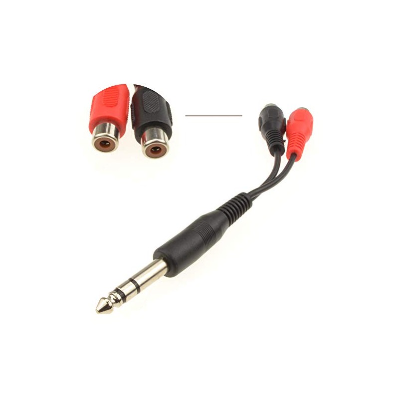 kenable 6.35mm Stereo Jack Plug to Twin RCA Phono Sockets