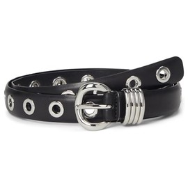 Madewell Women's Metal Eyelet Belt, Black, XL