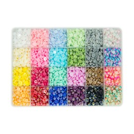 Box of 24 Iridescent Colours 6mm 3600pcs Flat Back Pearl Beads Crystal Diamantes for Nail Art & Craft Scrapbooking Embellishments