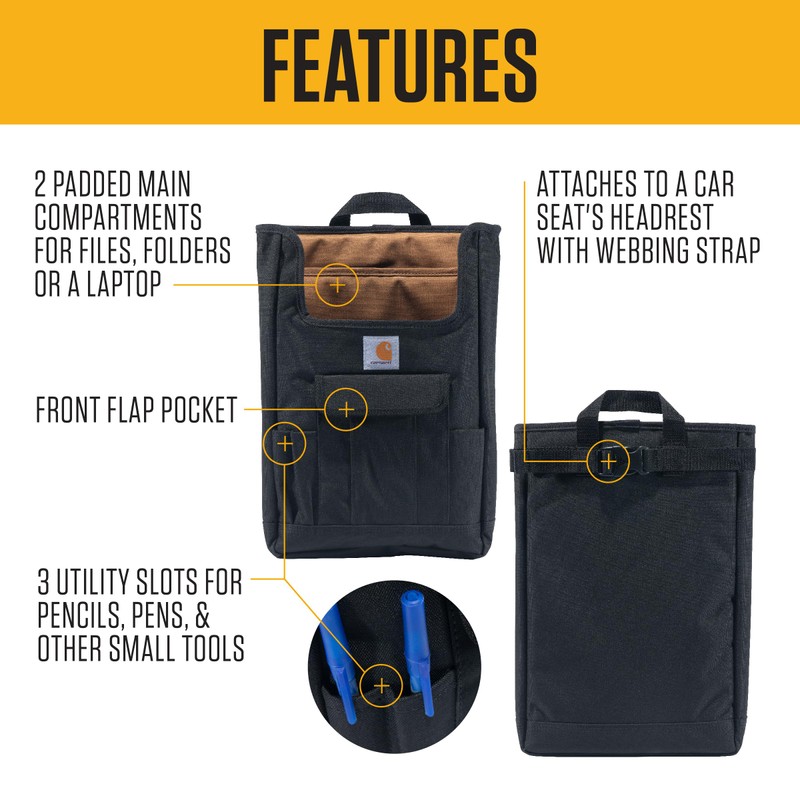 Carhartt Front Seat Car Organizer, Passenger Seat Storage & Organization