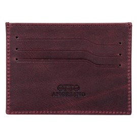 Otto Angelino Ultra Thin Minimalist Genuine Leather Wallet - Unisex, maroon, Casual
