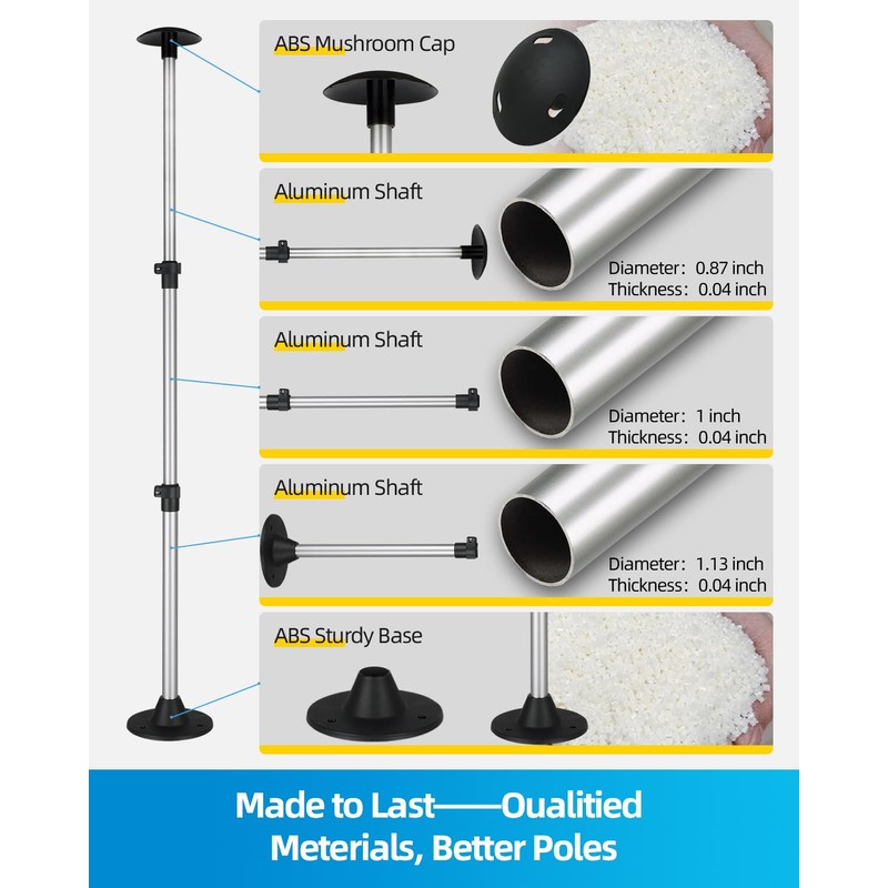 OCEANBROAD Boat Cover Support Poles Adjustable Telescoping Aluminum - Universal