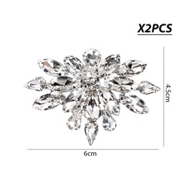 OAAO 2 Pieces Of Luxurious High-Gloss Rhinestone Shoe Buckles, Fashionable High-Heeled Shoes Accessories, Detachable Bridal Wedding Shoe Decorations, Creative Women's Leather Shoe Charms