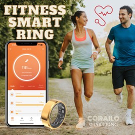 CORAILO Smart Ring X1 for Men and Women, Sleep Tracker, Health Tracker, Fitness Tracker, Heart Rate, Shake and take Photos, Waterproof, Health Tracking (Gold, #12-67.2mm/2.65in)