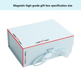 MEIANJU Light Blue Gift Boxes 8.7x6.5x3.5 Inches with Ribbon Foldable Gift Boxes Set of 5 Glossy Finish Magnetic Gift Boxes for Luxury Presentations and Groomsmen Proposal