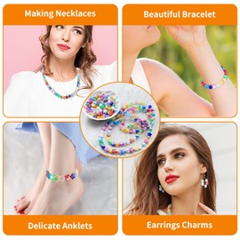 600pcs Love Beads and Five-Pointed Star Beads with 1pcs Beading Wire,AB Colorful Acrylic Plastic Heart and Star Shape Bracelet,Cute Charming Pony Beads,DIY Craft Making for Necklace, Bracelet, Earing