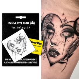 INKARTLINK Semi Permanent Tattoo, Temporary Tattoo, party tattoo, beautiful and realistic design, fun tattoo experience, cruelty-free, non-reflective, waterproof (Love Witch)
