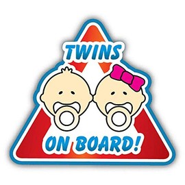 JJH Inc Magnet Twins On Board Nipple Warning Sign Flexible Vinyl Magnet Waterproof Car Magnetic Bumper Sticker 5"