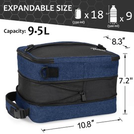 Tirrinia Expandable Insulated Lunch Bag for Men Women – Leakproof Reusable Cooler LunchBox for Kids & Adults with Shoulder Strap, Perfect for Work, School, Office, Travel,Dark Blue