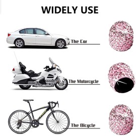 Bling Dust Caps, 4 Pack Sparkling Handmade Crystal Diamond Rhinestone Car Tyre Valve Caps Universal Bling Car Valve Stem Covers Chrome Attractive Dustproof (pink)