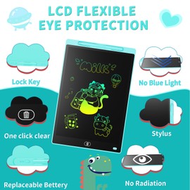 [2 Pack] Genialba 8.5 inch LCD Writing Tablet Colorful Screen Drawing Board Toddler Toys Learning Educational Toys Gifts for Birthday Christmas, for 2 3 4 5 6 7 Year Old Boys Girls, (Pink&Blue)