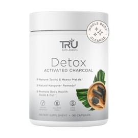 TRU Supplements Detox Cleanse Capsules with Activated Charcoal, Whole Body Cleanse for Bloating Relief & Clear Skin, Vegan-Friendly Natural Detox Support, 60 Servings