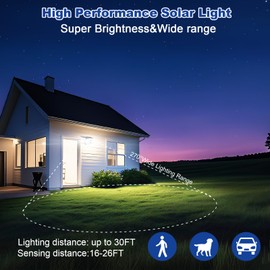 EMANER Solar Motion Lights Outdoor | Remote Control Brightest Flood Light Outside Dusk to Dawn, Waterproof Solar Security Spot Lights 5 Modes for House Wall Mount Backyard Garden