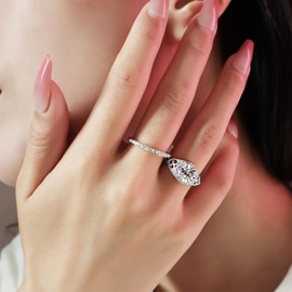 Cameido 2CT Moissanite Rings for Women，D Color VVS1 Clarity Lab Created Diamond Engagement Rings 14K White/Yellow Gold Vermeil Round Cut Moissanite Promise Wedding Band Rings WG 9