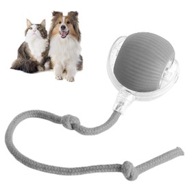 Suphiongs Interactive Rolling Cat/Dog Toys Ball, Chewie 360° Smart Automatic Viral Rolling Pet Ball, Long Tail Fast Rolling on Carpet Toys for Cat & Dog, Chirping & Motion Activate Cat Toys (Grey)