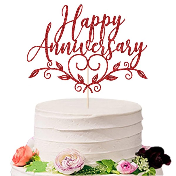 Sodasos - Decoración para tartas de feliz aniversario con purpurina,