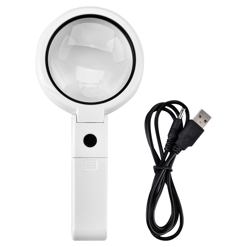 5/11X Magnifying Glass with 8 LED Light Hnadheld Desktop Multifunctional