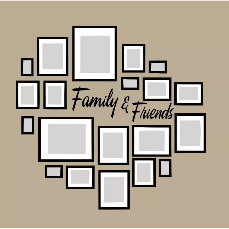 WrenGifts Family and Friends Horizontal Removable Vinyl Wall Decal -