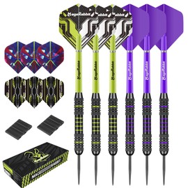 MageRabbit Darts with Metal Tip, Pack of 6 Professional SteelDarts with 12 Dart Flights + 2 Dart Case